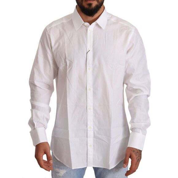 Dolce & Gabbana White Cotton Stretch Men Dress Formal Shirt main image 1